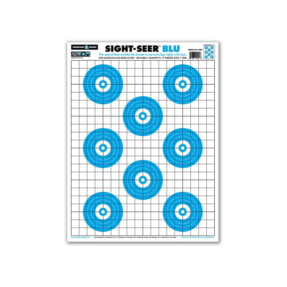 Thompson Target Sight Seer Paper Bullseye Shooting Targets 19x25, 100 Pack, Blue, Extra Large