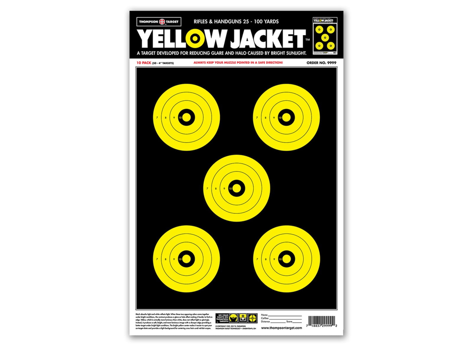 Thompson Target Yellow Jacket 12.5x19 Paper Shooting Targets, 30 Pack, Yellow, L