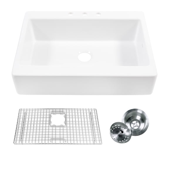 Thompson Traders KSRA-455FC 34" Farmhouse Single Basin Fireclay Kitchen Sink - White