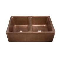 Thompson Traders Kda-3322Ah Quiroga 33" Farmhouse Double Basin Copper Kitchen Sink -
