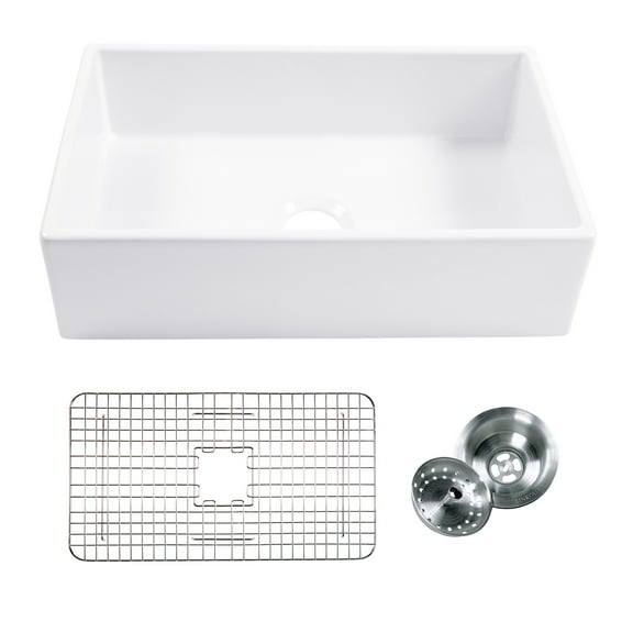 Thompson Traders KSA-404FC 30" Farmhouse Single Basin Fireclay Kitchen Sink - White