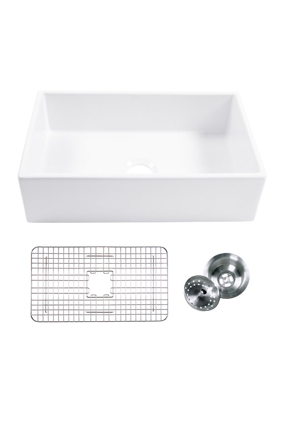 KSA-404FC 30" Farmhouse Single Basin Fireclay Kitchen Sink - White