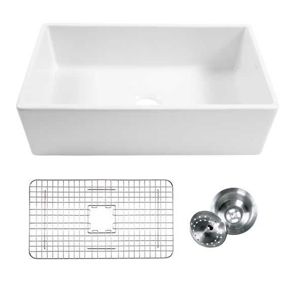 Thompson Traders KSA-493FC 33" Farmhouse Single Basin Fireclay Kitchen Sink - White