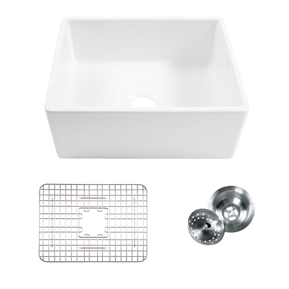 Thompson Traders KSA-494FC 24" Farmhouse Single Basin Fireclay Kitchen Sink - White