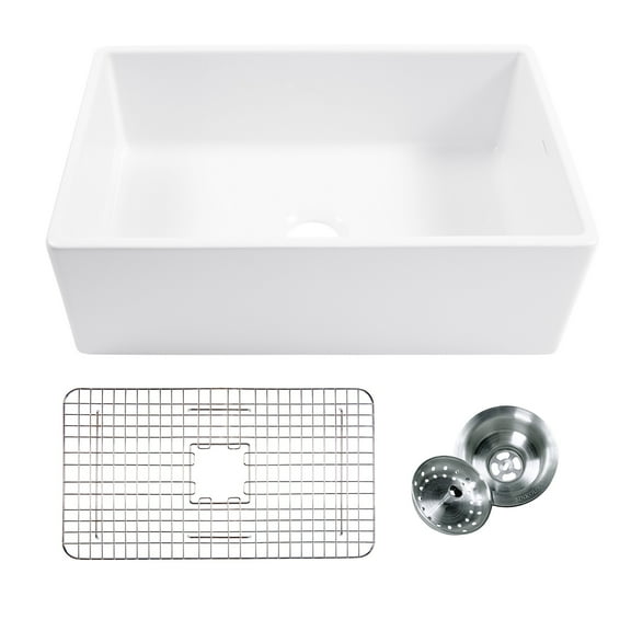 Thompson Traders KSA-499FC 30" Farmhouse Single Basin Fireclay Kitchen Sink - White