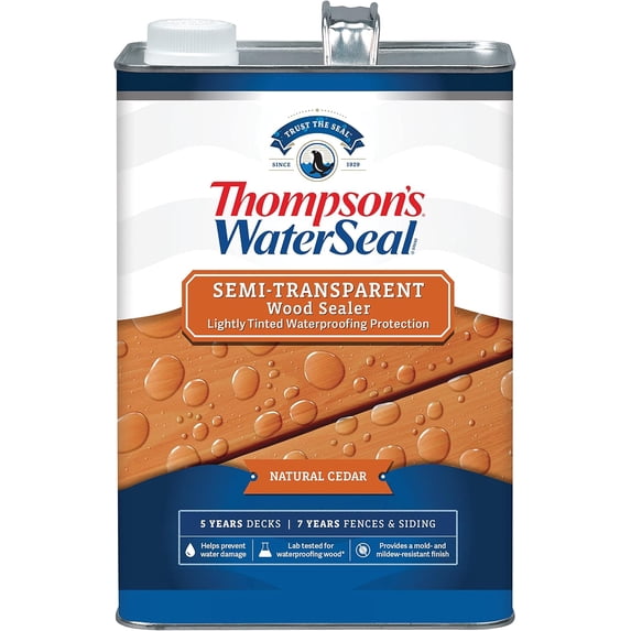 Thompson’s WaterSeal Semi-Transparent Waterproofing Wood Stain and Sealer, Natu Cedar, 1 Gallon