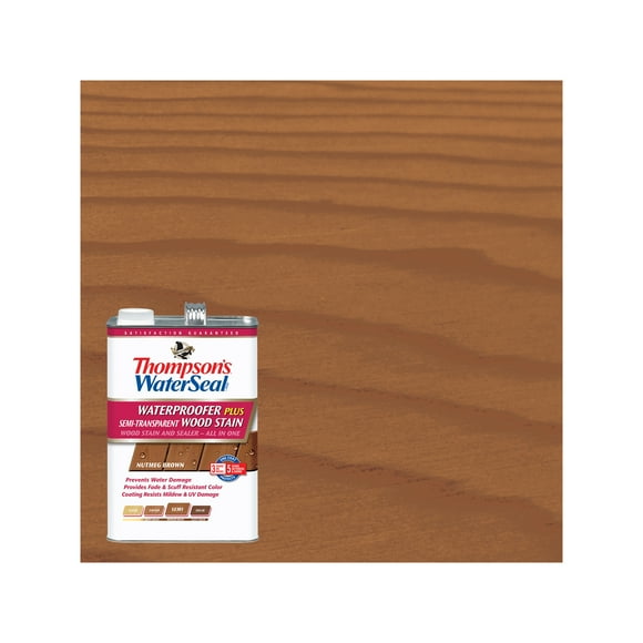 Thompson's WaterSeal Waterproofer Plus Semi-Transparent Wood Stain, Nutmeg Brown, 1 Gallon