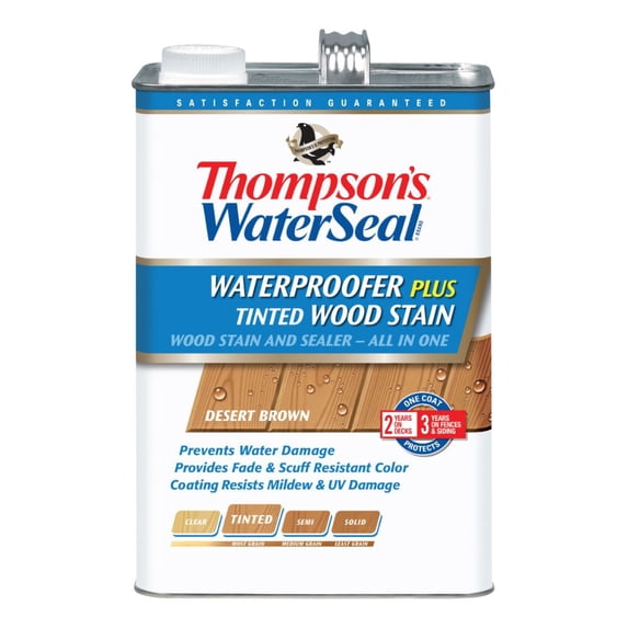 Thompson's WaterSeal Waterproofer Plus Tinted Wood Protector, Desert Brown, 1 Gallon