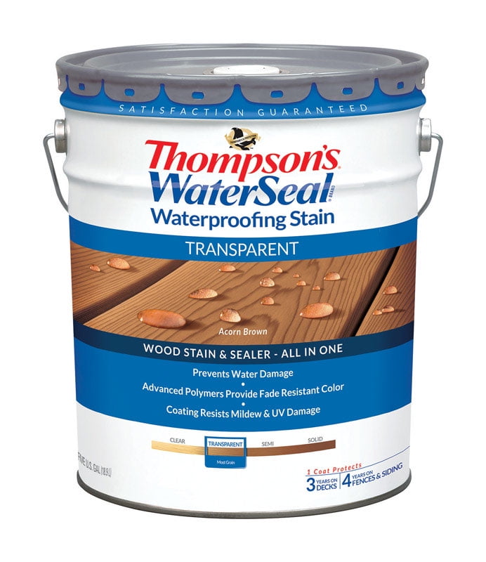 Thompsons Waterseal Transparent Acorn Brown Wood Stain & Sealer, 5 gal
