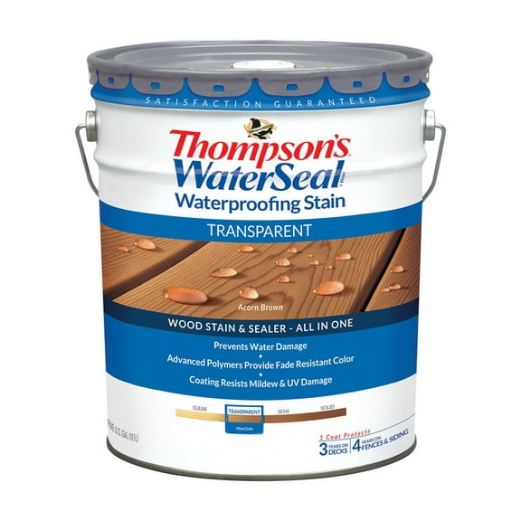 Thompsons Waterseal 1895085 Transparent Chestnut Brown Waterproofing Wood Stain & Sealer, 5 gal