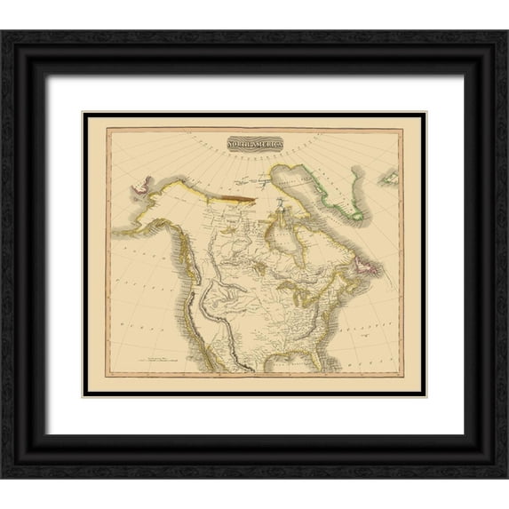 Thomson 14x12 Black Ornate Wood Framed with Double Matting Museum Art Print Titled - North America - Thomson 1814
