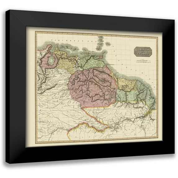 Thomson 24x20 Black Modern Framed Museum Art Print Titled - South America Caracas Venezuela Guyana