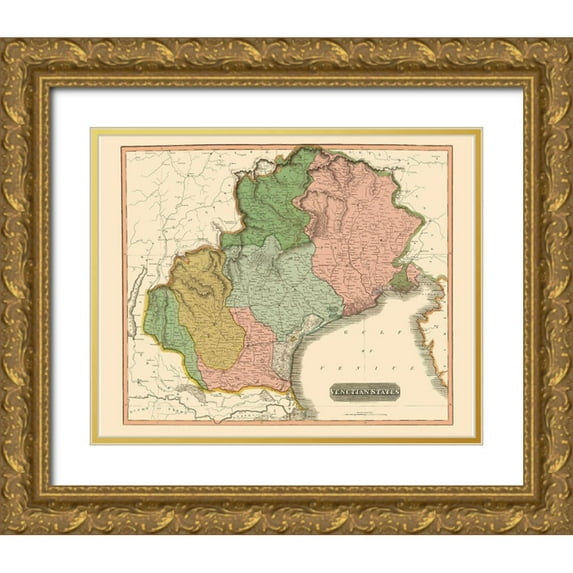 Thomson 24x20 Gold Ornate Wood Framed with Double Matting Museum Art Print Titled - Venetian States Italy - Thomson 1816