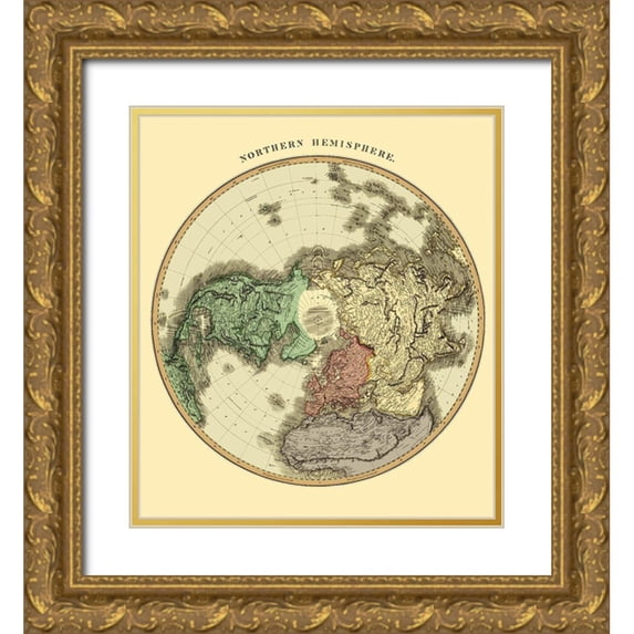 Thomson 26x29 Gold Ornate Wood Framed with Double Matting Museum Art Print Titled - Northern Hemisphere - Thomson 1814