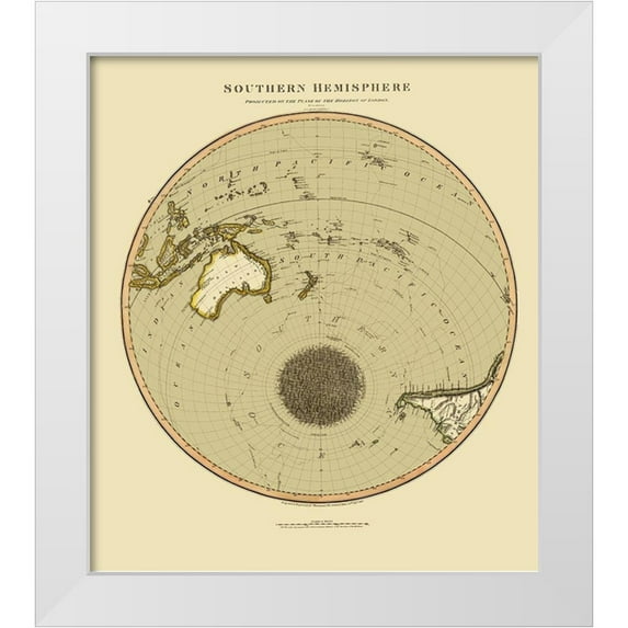 Thomson 26x29 White Modern Wood Framed Museum Art Print Titled - Southern Hemisphere - Thomson 1816