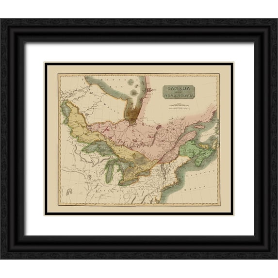 Thomson 32x26 Black Ornate Wood Framed with Double Matting Museum Art Print Titled - Nova Scotia Canada - Thomson 1817