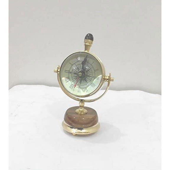 Thomson Handicraft Brass Finish Table Clock For Home Office Decor