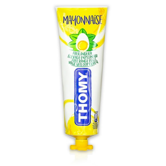 Thomy Mayonnaise Made From Free Range Eggs | Smooth, Creamy Light Mayo Made in Switzerland | Must Have Condiment for Dips and Spreads, Egg Salad, Sandwiches | 9 Ounce Squeezable Tube