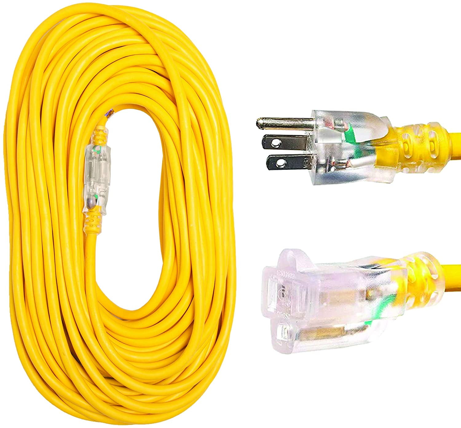 Thonapa 100 Foot Outdoor Extension Cord 12/3 Heavy Duty Yellow