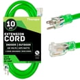 thumbnail image 1 of Thonapa 12 Gauge Extension Cord 10 ft for Outdoor - 12/3 Heavy Duty Extension Cord 10 Foot 3 Prong Grounded Plug 15 Amp, Neon Green High Visibility Electric Cable Great for Major Appliances, 1 of 5