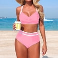 thumbnail image 1 of Thong Bikini Sets for Women Women's High Waisted Bikini Sets Sporty Two Piece Swimsuits Color Block Cheeky High Cut Bathing Suits XL, 1 of 7