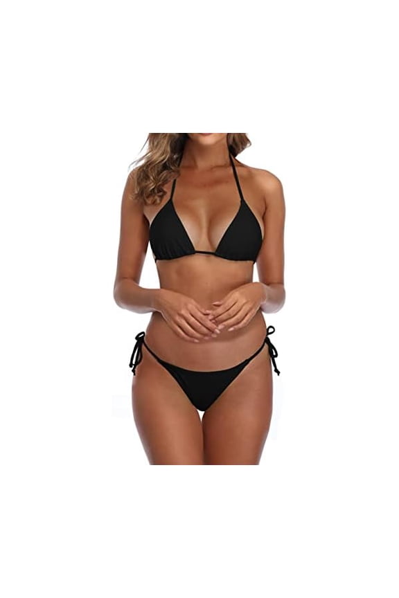 Thong Bikini Swimsuit for Women Black Brazilian String Bikinis Bathing Suit Triangle Top Bathing Suits Swimsuits