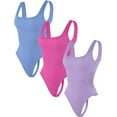 thumbnail image 1 of Thong Bodysuits for Women 3 Piece Sexy Ribbed Seamless Tummy Control Shapewear Sleeveless Square Neck Tank Top, 1 of 3