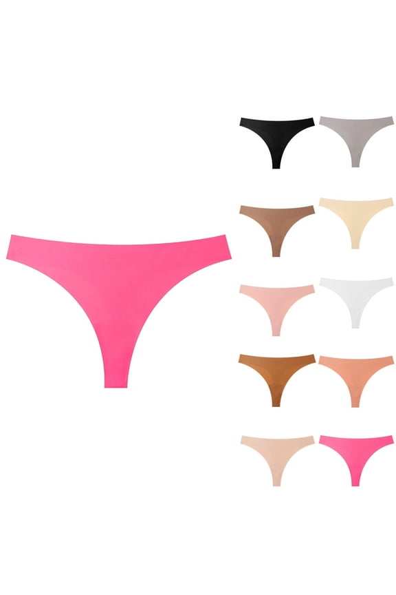 Thong No Camel Toe, Underwear Seamless Thongs, Anti Wedgie Seamless Thongs, No Show Panties Moisture Wicking Workout Thong L 16# Hot Pink
