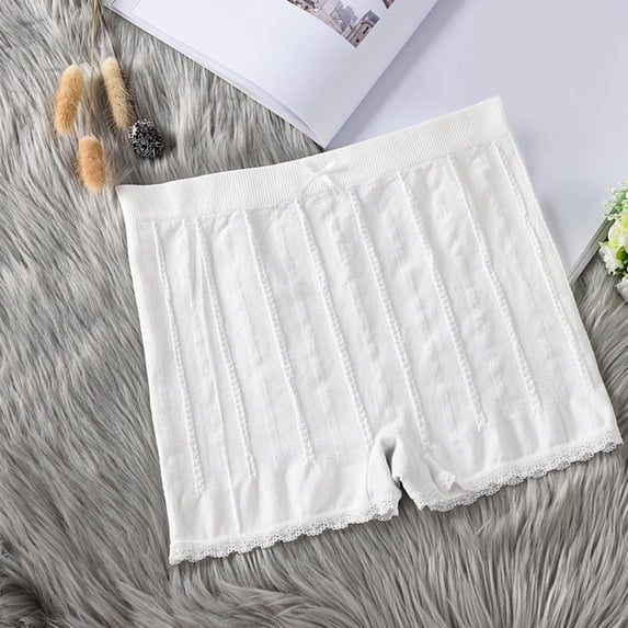 Thong Panties for Women Women's Multi-color Solid Color Seamless Dough Twists Pants Lace Lace Cotton Slip Seamless Mid Waist Fresh Underwear Pants Womans Underwear White One Size