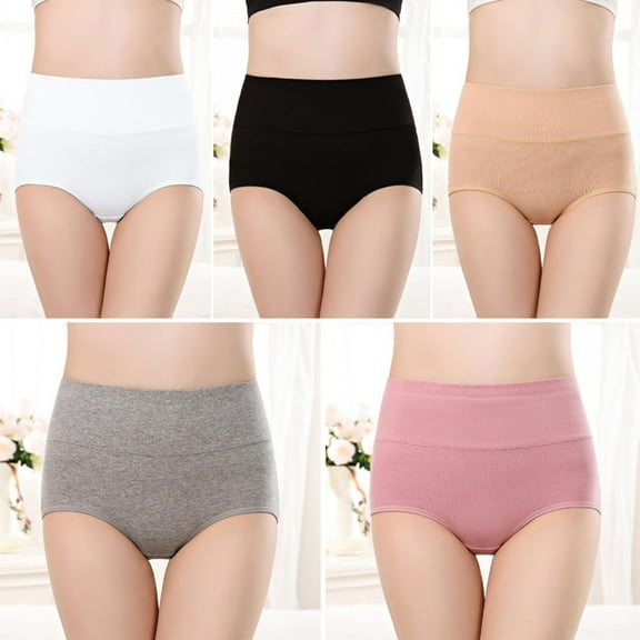 Thong Panties for Women Women's High Waist Cotton Panties Soft Breathable Briefs Stretch Briefs Seamless Women's Panties Womans Underwear Dark Gray M