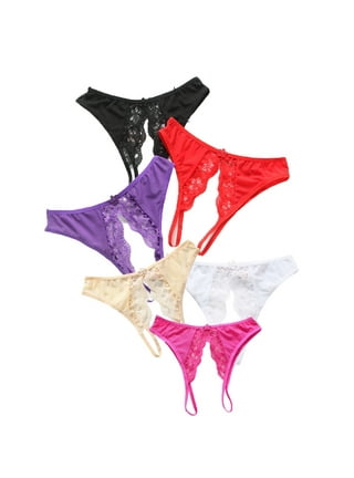 Crotchless Panties For Women Low Waist Flower Embroidery Hollow Out  Transparent Mesh Thong Open Crotch Free Underwear 