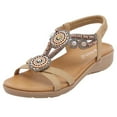 thumbnail image 1 of Thong Toe Rhinestone Slippers Women's Round Head Outer Wear Solid Color Low-heeled Flip-flops, 1 of 4