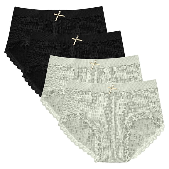 Thong Underwear Organic Cotton Underwear for Women, Women's Lace Abdomen Mid-rise Waist And Hip Lift Comfortable Body Breathable Underwear Briefs