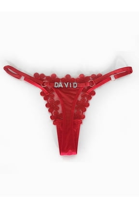 Custom Name Personalized Rhinestone Letter G-String, Sexy Low Rise T-back Panties, Custom Gift for Her,