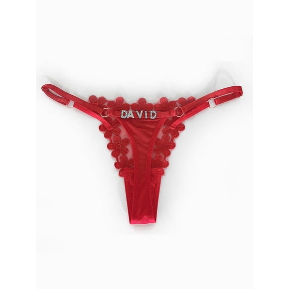 Custom Name Personalized Rhinestone Letter G-String, Sexy Low Rise T-back Panties, Custom Gift for Her,