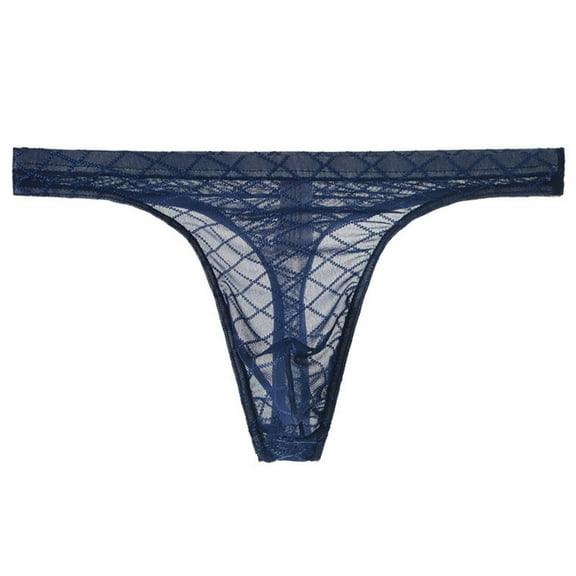 Thongs Underwear for Men Trendy Lightweight See-Through Low Waisted Breathable Solid Color High-Cut Hipster Briefs Summer