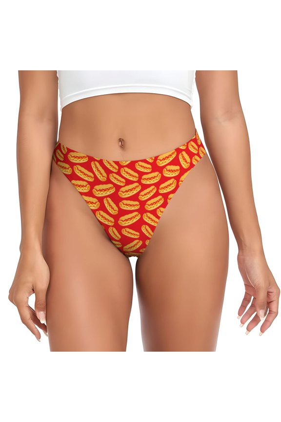 Thongs for Women - A Big Hot Dog No Show Seamless Womens Thongs Underwear, Breathable G String Thongs for Women, Ladies Stretch Low Rise Thong Bikini Panties Briefs