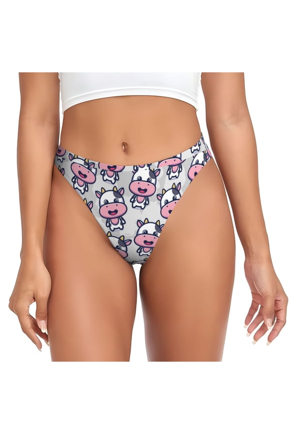 Thongs for Women - Baby Cow No Show Seamless Womens Thongs Underwear, Breathable G String Thongs for Women, Ladies Stretch Low Rise Thong Bikini Panties Briefs