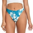 thumbnail image 1 of Thongs for Women - Blue Tropical Hibiscus Flowers No Show Seamless Womens Thongs Underwear, Soft Stretch G String Thongs for Women,Cuteness Ladies Thong Bikini Panties Briefs, 1 of 5