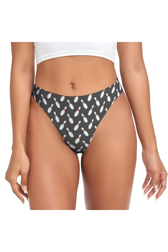Thongs for Women - Bowling Pins No Show Seamless Womens Thongs Underwear, Breathable G String Thongs for Women, Ladies Stretch Low Rise Thong Bikini Panties Briefs