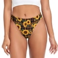 thumbnail image 1 of Thongs for Women - Brown Blue Plaid Sunflower No Show Seamless Womens Thongs Underwear, Breathable G String Thongs for Women, Ladies Stretch Low Rise Thong Bikini Panties Briefs, 1 of 5