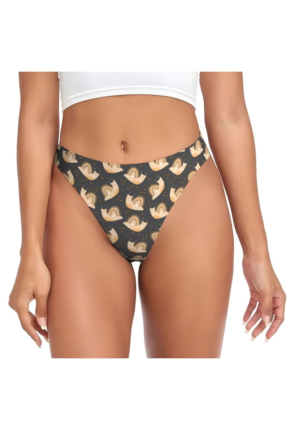 Thongs for Women - Cartoon Cute Snails No Show Seamless Womens Thongs Underwear, Breathable G String Thongs for Women, Ladies Stretch Low Rise Thong Bikini Panties Briefs