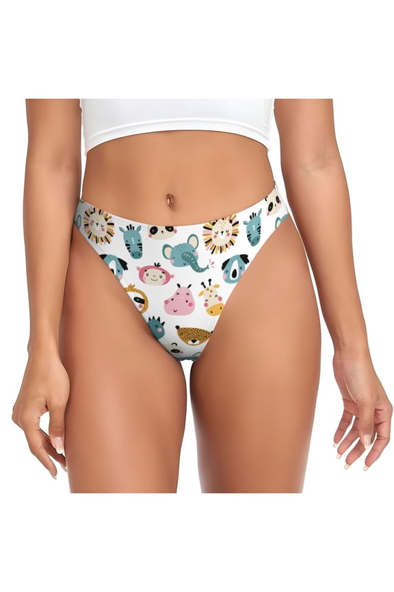 Thongs for Women - Cartoon animals A No Show Seamless Womens Thongs Underwear, Breathable G String Thongs for Women, Ladies Stretch Low Rise Thong Bikini Panties Briefs