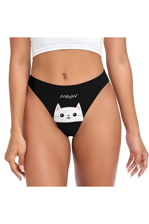 Thongs for Women - Cat Meow No Show Seamless Womens Thongs Underwear, Breathable G String Thongs for Women, Ladies Stretch Low Rise Thong Bikini Panties Briefs