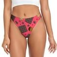 thumbnail image 1 of Thongs for Women - Chocolate Biscuit Print No Show Seamless Womens Thongs Underwear, Soft Stretch G String Thongs for Women,Cuteness Ladies Thong Bikini Panties Briefs, 1 of 5