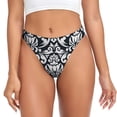 thumbnail image 1 of Thongs for Women - Classica Floral Baroque Pattern No Show Seamless Womens Thongs Underwear, Soft Stretch G String Thongs for Women,Cuteness Ladies Thong Bikini Panties Briefs, 1 of 5
