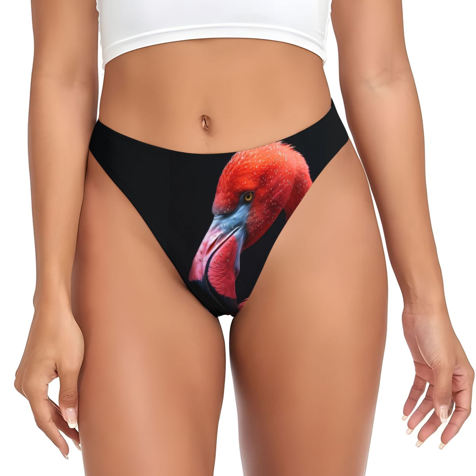 Thongs for Women - Closeup Red Flamingo Portrait No Show Seamless ...