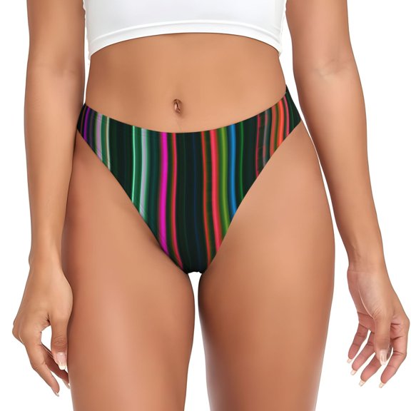 Thongs for Women - Colorful Stripes No Show Seamless Womens Thongs Underwear, Breathable G String Thongs for Women, Ladies Stretch Low Rise Thong Bikini Panties Briefs