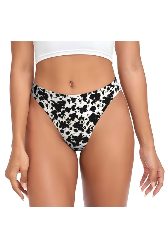 Thongs for Women - Cow Skin 1 No Show Seamless Womens Thongs Underwear, Breathable G String Thongs for Women, Ladies Stretch Low Rise Thong Bikini Panties Briefs