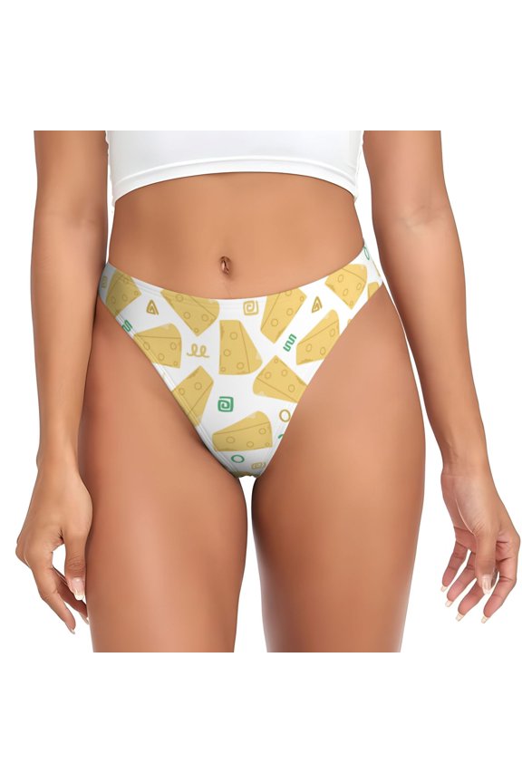 Thongs for Women - Cute Cheese Line No Show Seamless Womens Thongs Underwear, Breathable G String Thongs for Women, Ladies Stretch Low Rise Thong Bikini Panties Briefs